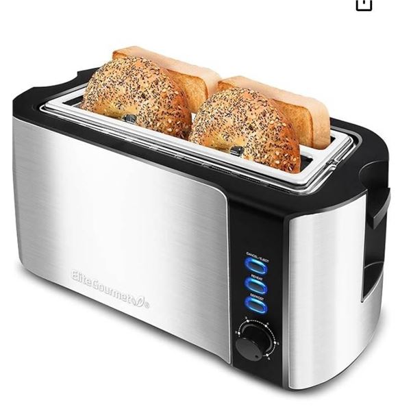 Elite Gourmet Extra-Wide Slot Long Toaster with Adjustable Toast Settings