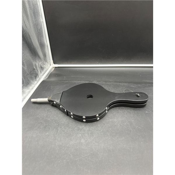 Handheld Fireplace Air Bellows with Metal Nozzle and Studded Detailing