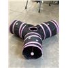 Image 2 : Black And Pink Three-Way Cat Tunnel With Paw Print Design