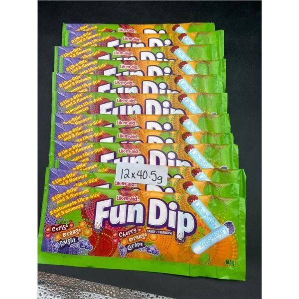 Lot of 12 Fun Dip Candy Pouches with Lik-A-Stix, 40.5g Each