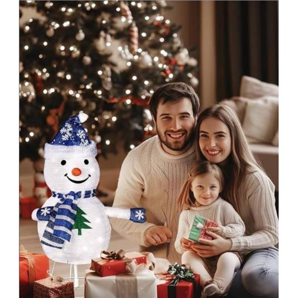 Pasapair 2FT Pre-Lit Pop-Up Snowman – Outdoor Christmas Decoration with Built-in 45 LED Lig