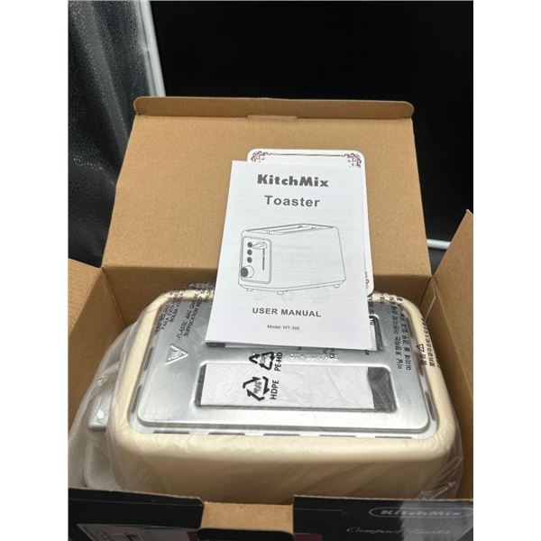 KitchMix Compact Toaster, Model KM-T03, Includes Two Slots