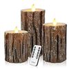 Image 1 : Flameless LED Candle Set with Bark Texture