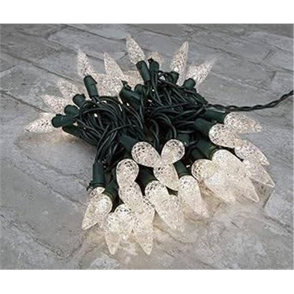 String of Clear C9 LED Lights with Green Wire – Approx. 25 Bulbs