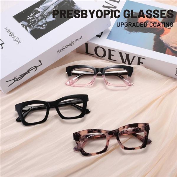 Set of 3 Reading Glasses With Rectangular Frames – Mixed Colors