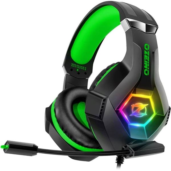 Ozeino ZW1 Black-Green Gaming Headset With RGB Lighting
