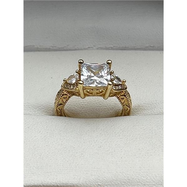Ladies 14K GP Size 7,  1.12 Carat Princess Cut Solitaire Engagement ring