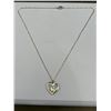 Image 1 : Heart-Shaped Pendant Necklace in Silver Tone with Crystal Accents