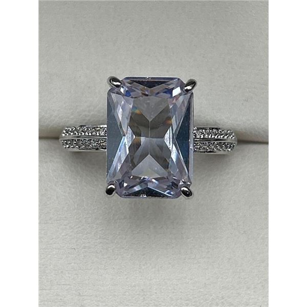 V. Wang Styled Ladies Emerald Cut 2.0 carat Cut Solitaire .925 Dress Ring