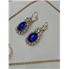 Image 3 : Gold-Tone Jewelry Set with Blue Oval Cut Stones