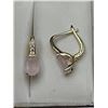 Image 1 : 14K GP Earrings Featuring Rose Quartz and Diamond Accents