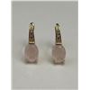 Image 2 : 14K GP Earrings Featuring Rose Quartz and Diamond Accents