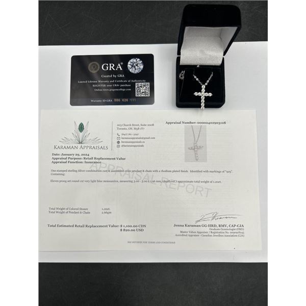 $1,100.00 - 1.10 CT TW GRA CERTIFIED ROUND BRILLIANT CUT MOISSANITE CROSS PENDANT SET