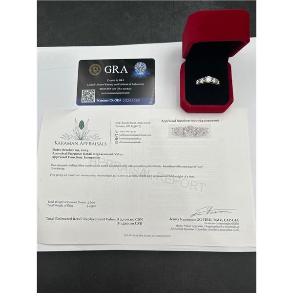 $2,100.00 - 3.60 CT TW GRA CERTIFIED ROUND BRILLIANT CUT MOISSANITE 7 STONE RING