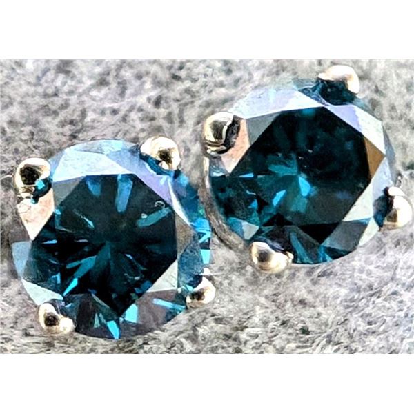 $1000 14K  Lab Blue Diamond 0.42Ct Earrings