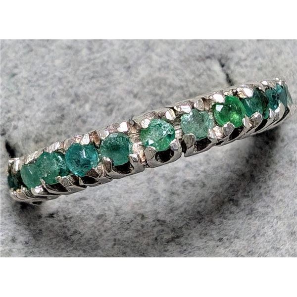 $240 Silver Natural Emerald 1Ct Full Eternity Ring