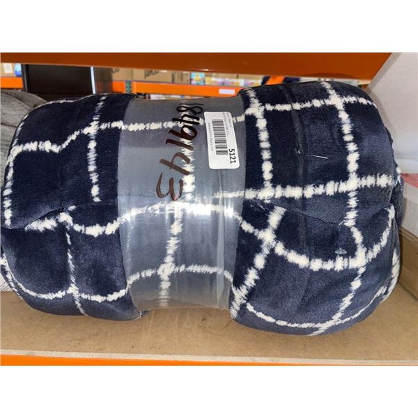 Navy Blue and White Patterned Blanket