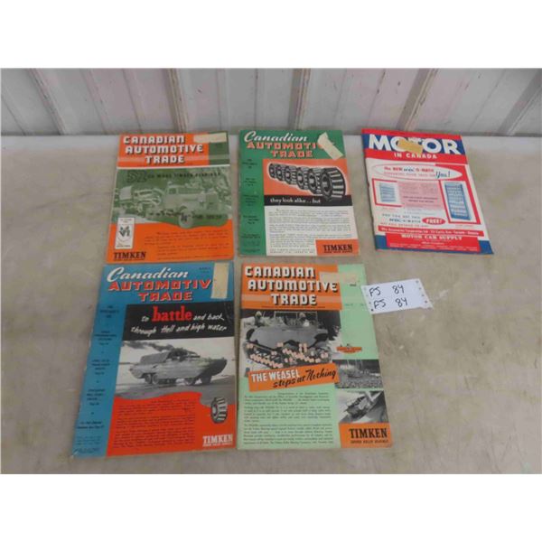 5 Vintage Automotive Magazines 1940s / 50s 