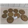 Image 1 : 9 Vintage Weider Barbell Weight Plates (2) 