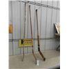 Image 1 : 3 Vintage Wood Hockey Sticks Including Goalie Stick 