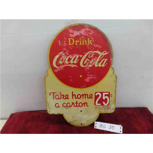 Antique Coca Cola Double Sided Sign 11'' x 16'' 