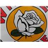 Image 3 : White Rose Gas/Oil Round Porcelain Sign , Minty