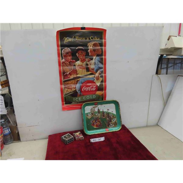 Coca Cola Lot : 1957 Coke Tray, Brass Wall 