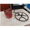 Image 1 : Cast Iron Crank , Vintage Metal Gas Container 