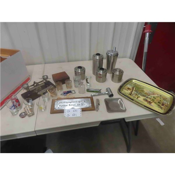 Bar Set, Tray, Balance Scale, Perfume Bottle