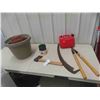 Image 1 : Clay + Plastic Planters, Scythe Blade, Hatchet, 