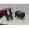 Image 1 : Wood Plant Stand, Petit Point Ottoman 