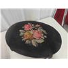 Image 2 : Wood Plant Stand, Petit Point Ottoman 