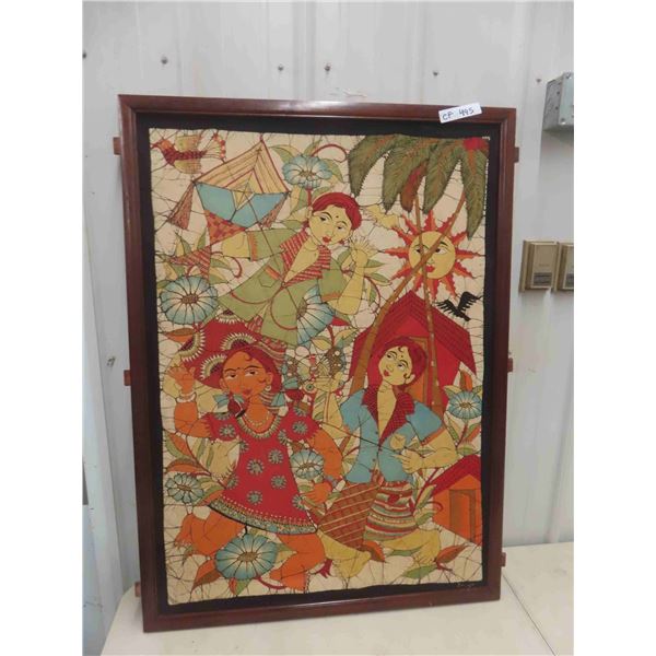 Framed Cloth Material Art 31"x43"