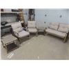 Image 1 : 5pce Patio Set : Seatee 51'' W , 2 Stands 18'' x 