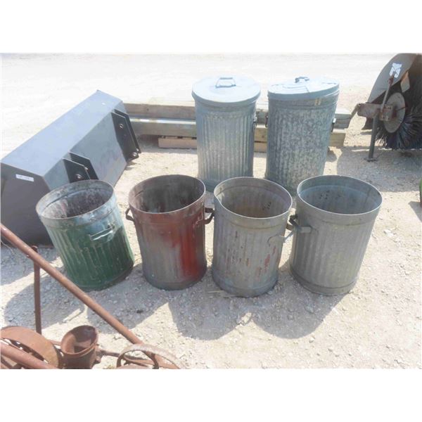 4 Metal Garbage Cans No Lids 