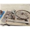 Image 1 : 2 Steel Wheels, Wood Step Ladder, Wet Stone