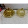 Image 3 : 15pcs Amber Depression Glass : Covered Butter 