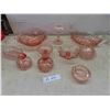 Image 1 : 12pcs Pink Depression Glass : Footed Candy Dish, 