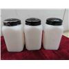 Image 3 : 3pcs Milk Glass : Salt, Flour, Pepper Shakers with 
