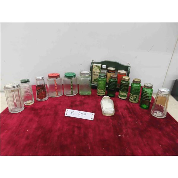 Spice Jars, Shakers, Vintage Tins, Tumeric/Parsley