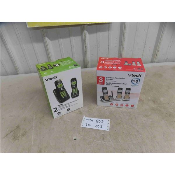 V Tech 2 Sets of Cordless Phones - 1 Set Has 