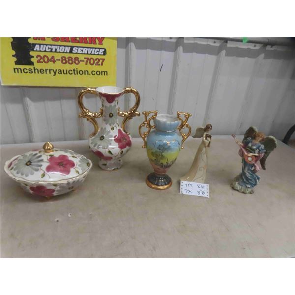 China Vase, Covered Dish, Figurines 