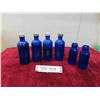 Image 1 : 6 Cobalt Blue Bottles : 2x 4'' Tall , 4x 5 1/2'' 