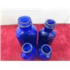 Image 2 : 4 assorted cobalt blue medicine bottles 