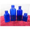 Image 3 : 4 assorted cobalt blue medicine bottles 