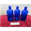 Image 1 : 3 cobalt blue milk of magnesia bottles 