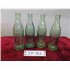 Image 1 : 4 green color glass "coke" bottles- 1940s 