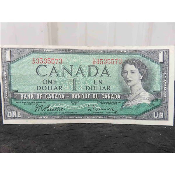1954 Canada $1 Bill 3 Digit Serial Number- Very Nice