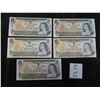Image 1 : 5 Uncirculated 1973 Canada $1 Bills