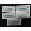 Image 2 : 5 Uncirculated 1973 Canada $1 Bills